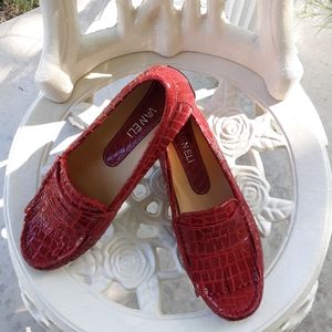 Vaneli Red Leather-Croc Loafers
